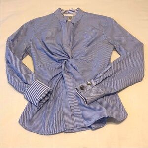 Diane Von Furstenberg Twist Front Striped Blouse
